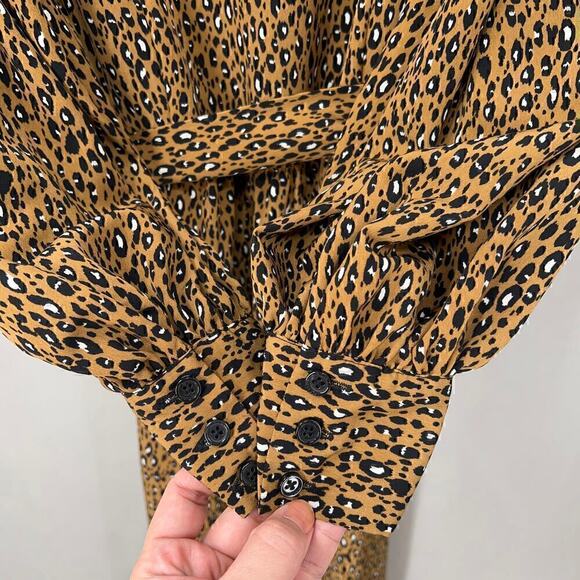 Who What Wear Leopard Print Midi Dress Womens Small Long Sleeve Belted - Picture 7 of 12